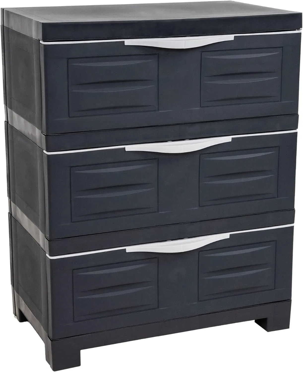 Sunnydaze 3-Tier Storage Cabinet with Drawers - Indoor or Outdoor Plastic Storage Drawers Organizer - 29.5" H - Garage, Office, Home, Laundry Room - Charcoal