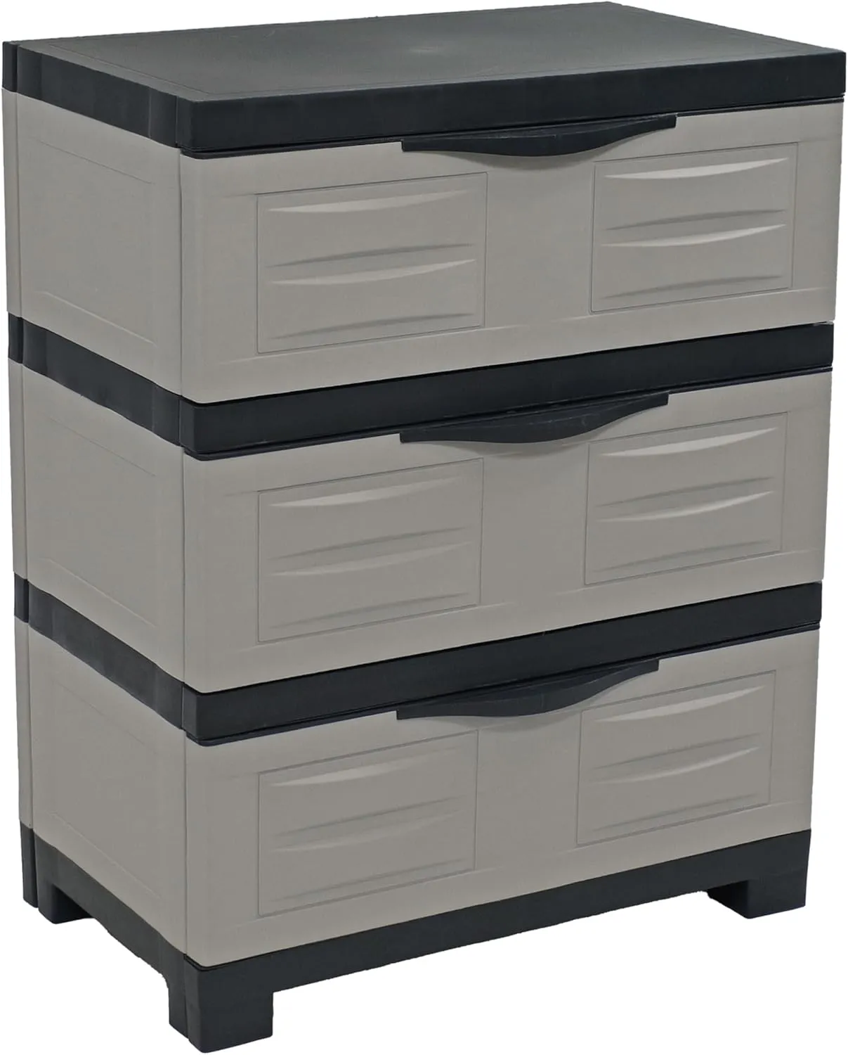 Sunnydaze 3-Tier Storage Cabinet with Drawers - Indoor or Outdoor Plastic Storage Drawers Organizer - 29.5" H - Garage, Office, Home, Laundry Room - Gray w/Charcoal Trim