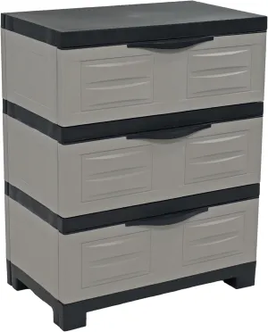 Sunnydaze 3-Tier Storage Cabinet with Drawers - Indoor or Outdoor Plastic Storage Drawers Organizer - 29.5" H - Garage, Office, Home, Laundry Room - Gray w/Charcoal Trim