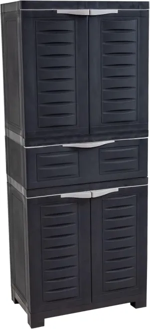 Sunnydaze Plastic Garage Storage Cabinet with 2 Adjustable Shelves - 57" H - Garage, Office, Home, Laundry Room - Charcoal