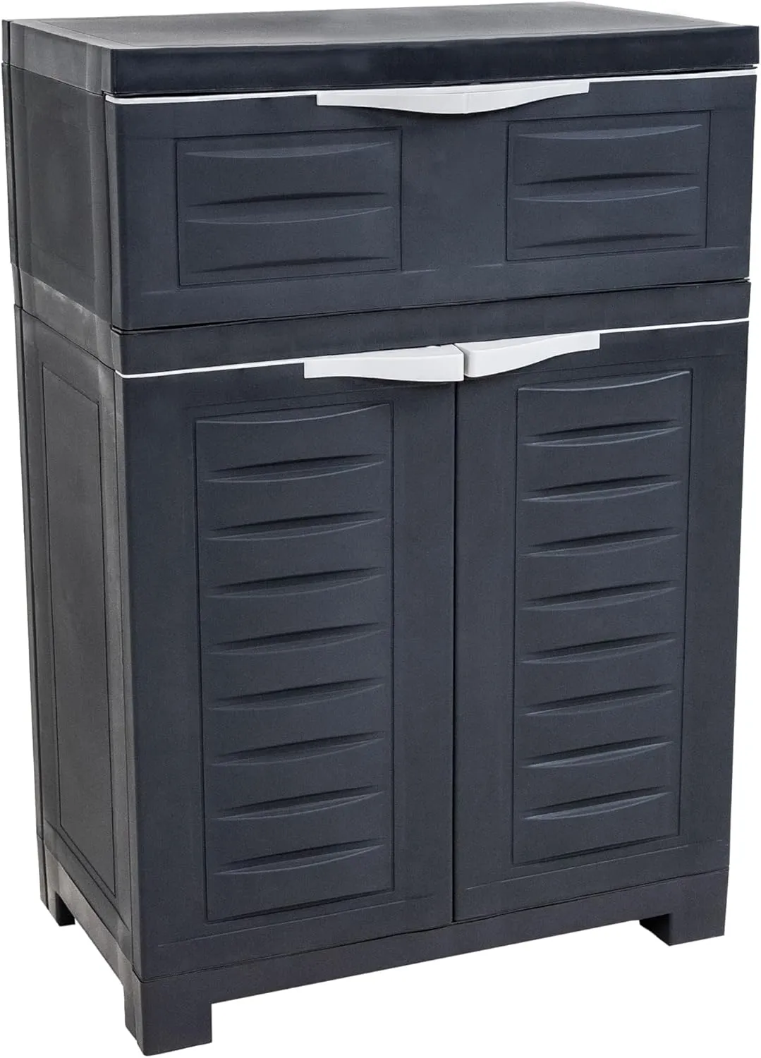 Sunnydaze Plastic Garage Storage Cabinet with Adjustable Shelf – 34.5" H – Garage, Office, Home, Laundry Room - Charcoal