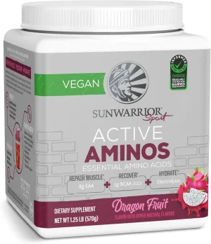 Sunwarrior Amino Acids Amino Energy Powder Essential Amino Acids EAA | Muscle Repair Hydration & Recovery | Promote Wellness Strength & Endurance | Dragon Fruit Flavor | 30 Servings | Active Aminos