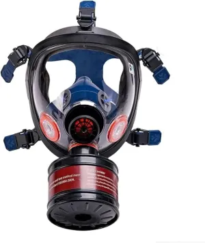 Survival & Tactical Full Face Gas Mask Respirator - Heavy-Duty Anti-Fog Air Filtration Mask with 40mm Activated Charcoal Filter for Vapor & Particulates