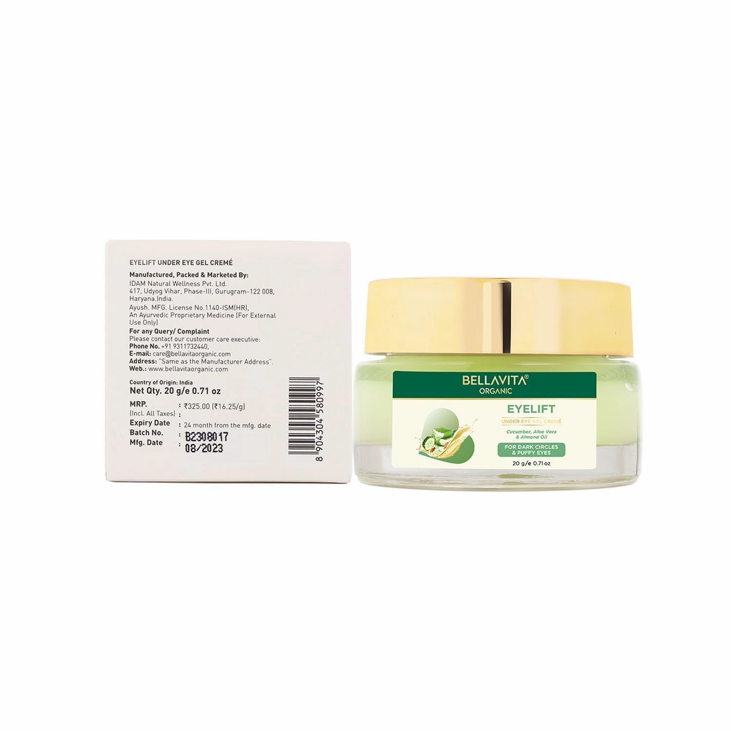 TA Organic EyeLift Hydrating Natural Under Eye Cream Gel for Dark Circles, Puffy Eyes, Wrinkles & Removal of Fine Lines for Women & Men | 20 gm