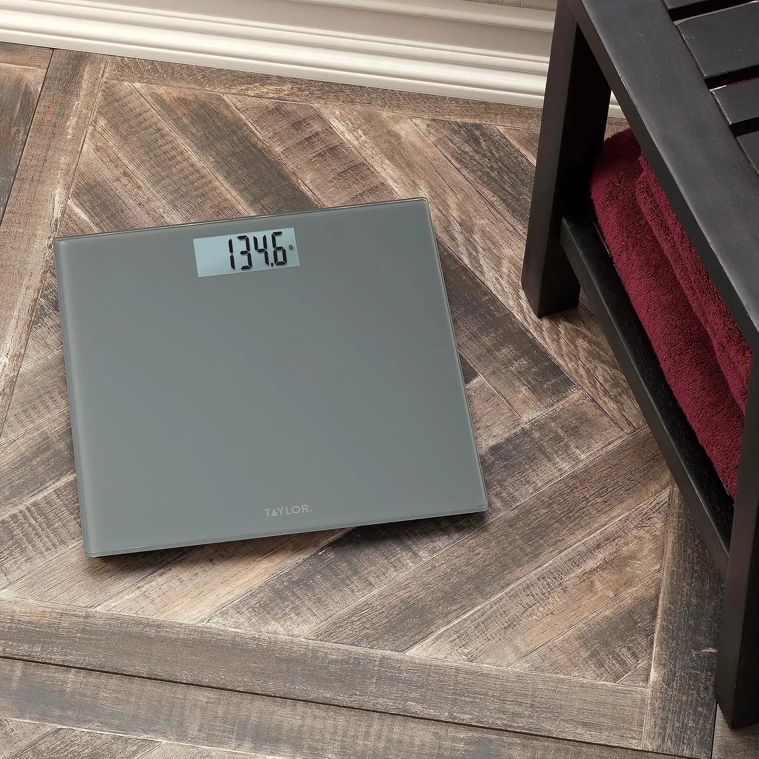 Taylor Digital Scales for Body Weight, Highly Accurate 400 LB Capacity, Auto On and Off Scale, 11.8 x 11.8 Inches, Charcoal Grey