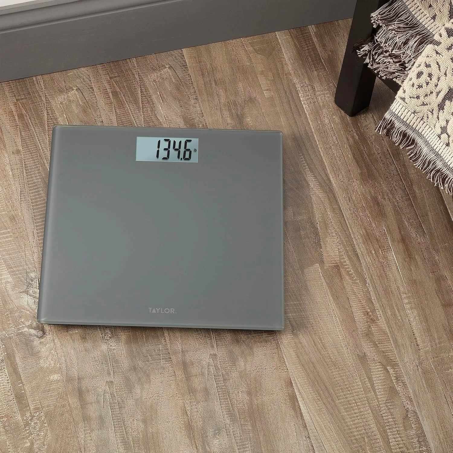 Taylor Digital Scales for Body Weight, Highly Accurate 400 LB Capacity, Auto On and Off Scale, 11.8 x 11.8 Inches, Charcoal Grey
