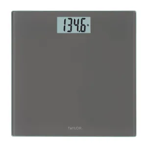 Taylor Digital Scales for Body Weight, Highly Accurate 400 LB Capacity, Auto On and Off Scale, 11.8 x 11.8 Inches, Charcoal Grey