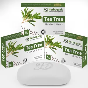 Tea Tree oil Herbal Soap | Pack of 3 of 5oz soap Bar | Natural Bar Soap for Face and Body | Hydrating and Nourishing | Suitable for Men and Women