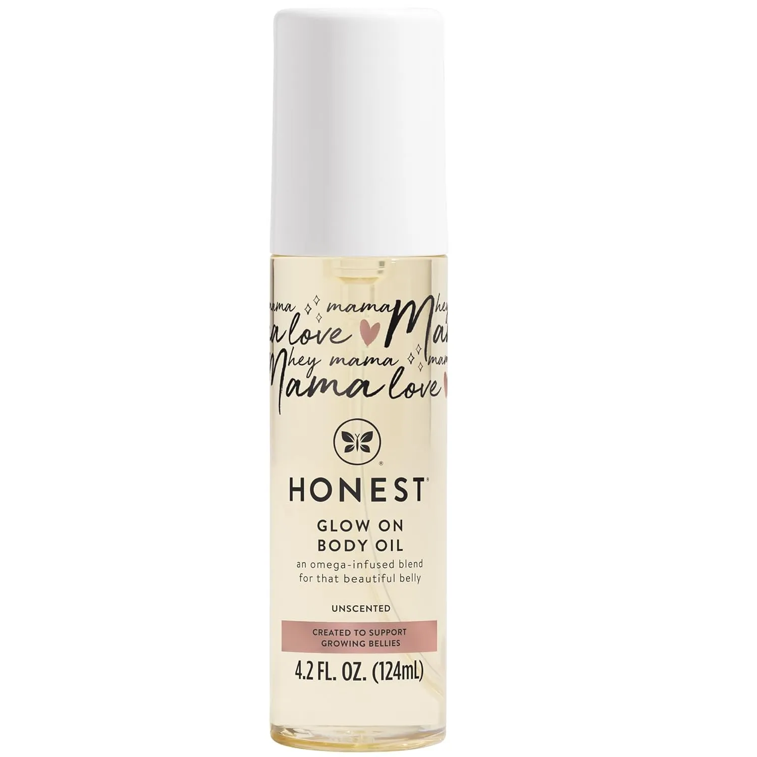 The Honest Company Honest Mama Hydrating and Soothing Glow On Body   Belly Oil | Plant Based, Hypoallergenic, Fragrance Free | 4.2 fl oz