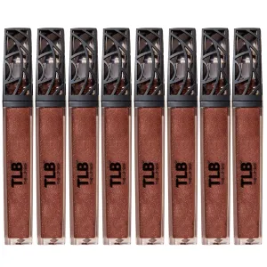 The Lip Bar Vegan Non-Sticky Lip Gloss, with Hydrating Shea Butter for a Lightweight, High Shine Finish, Extra - Brown Shimmer, 8 pack