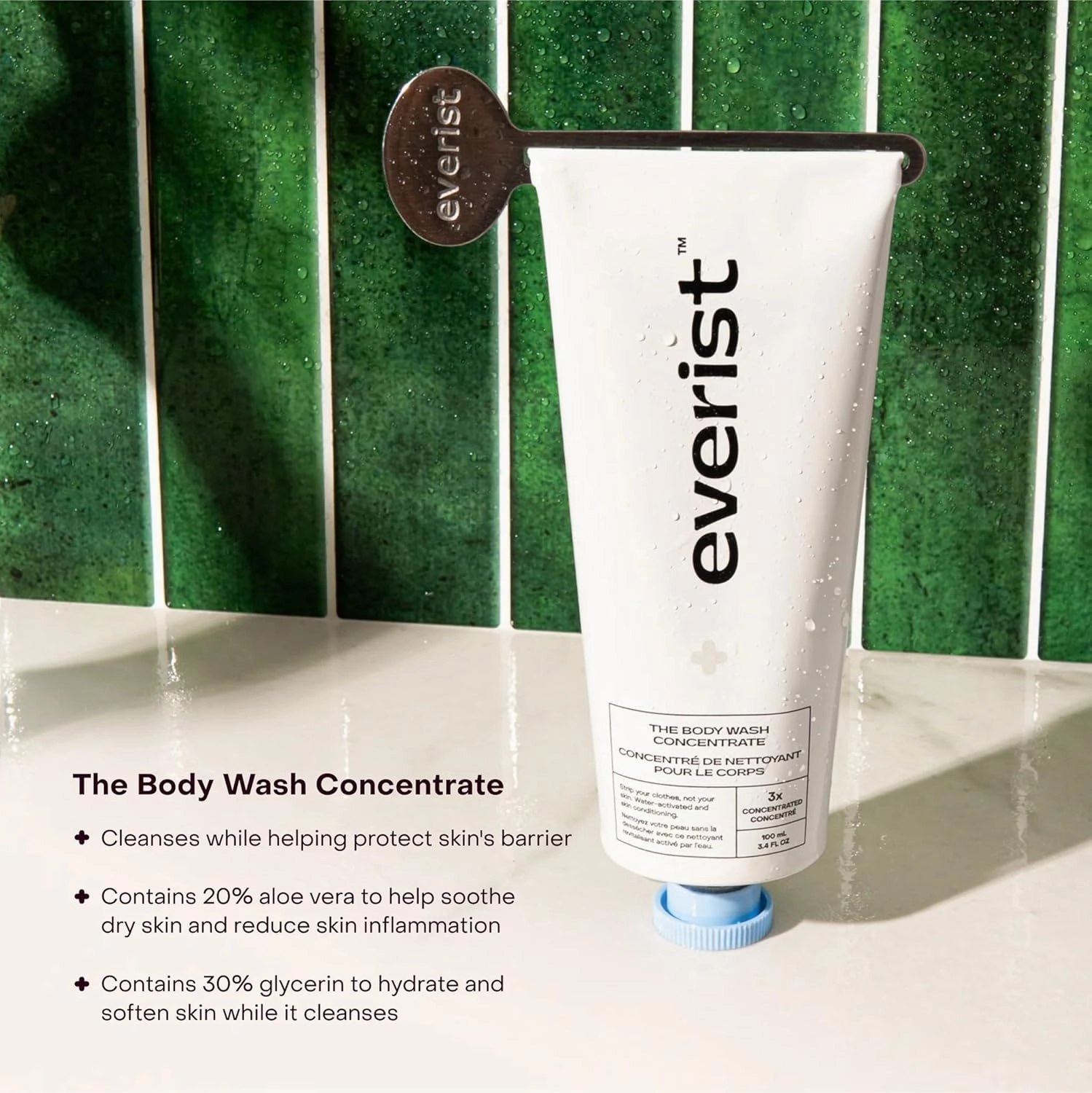 The Body Wash Concentrate, Hydrating and Skin Soothing, Plant-Based, Vegan, Aloe Vera, Skincare Ingredients, 3.4 fl oz