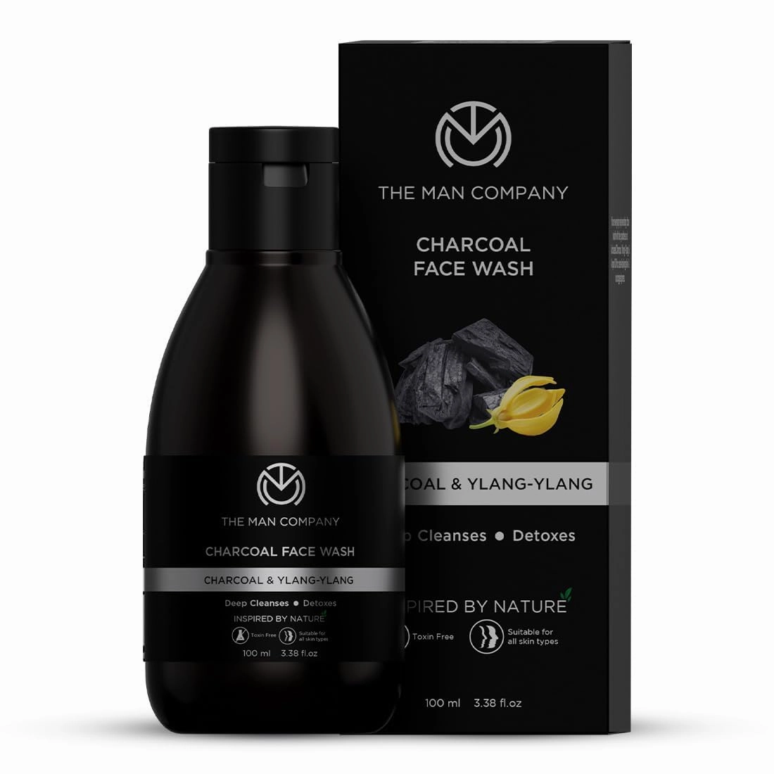 TheMan ompany Activated Charcoal Face Wash for Men - 100ml | Exfoliating & Brightening Fa..ce Wash | Enriched with Ylang Ylang & Argan Essential Oils | Anti Pollution, Acne Oil Control