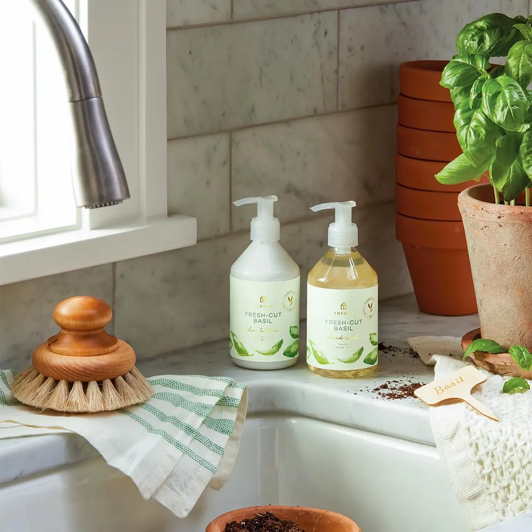 Thymes Moisturizing Hand Lotion for Dry Skin - Moisturizer for Beauty and Personal Care - Luxury Hand Lotion for Women & Men with Shea Butter & Aloe Vera (Fresh-Cut Basil, 9 fl oz)
