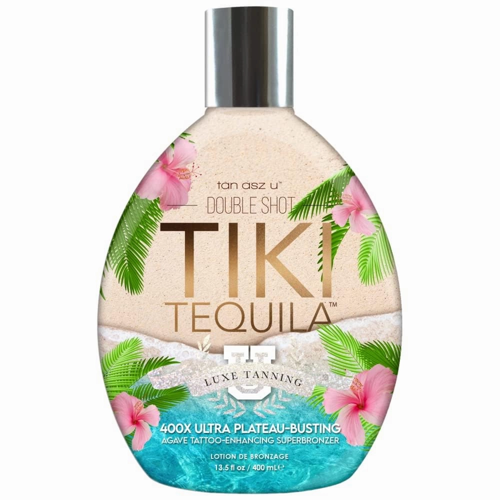 Tiki Tequila 400X Double Shot Ultra Plateau-Busting Bronzer with Agave Extracts, Tattoo Enhancing Complex & Skin Conditioning Blend – 13.5 oz Superbronzer Lotion