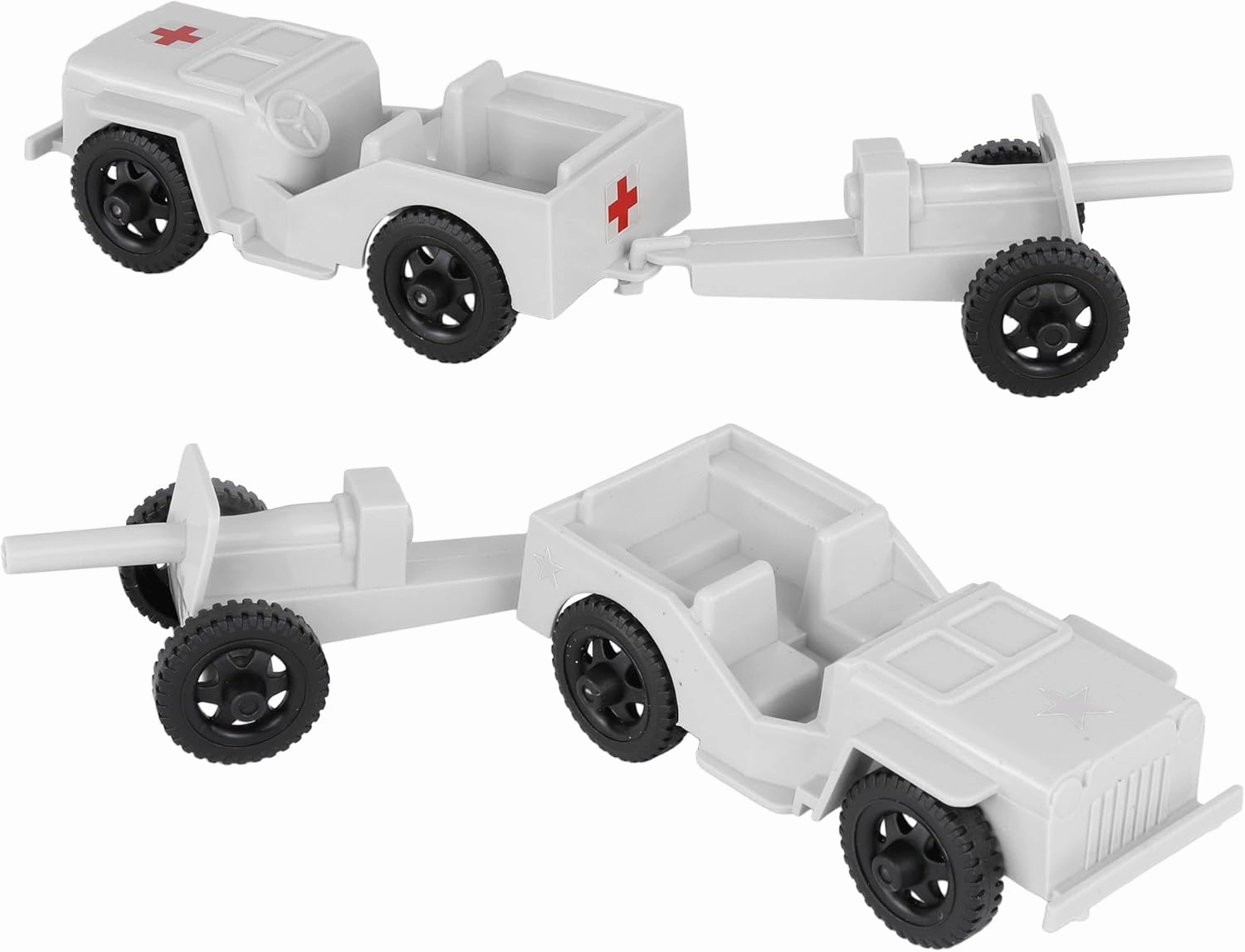 TimMee Combat Patrol Willys & Artillery - White 4pc Playset USA Made