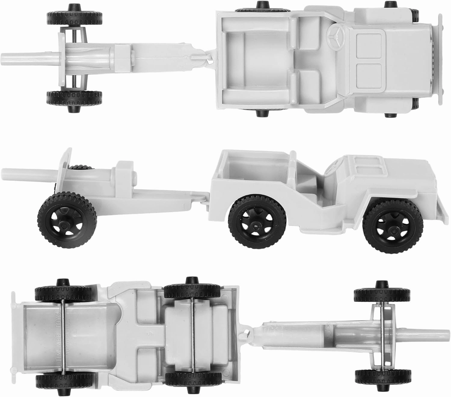 TimMee Combat Patrol Willys & Artillery - White 4pc Playset USA Made