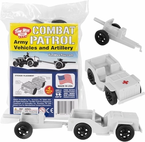 TimMee Combat Patrol Willys & Artillery - White 4pc Playset USA Made