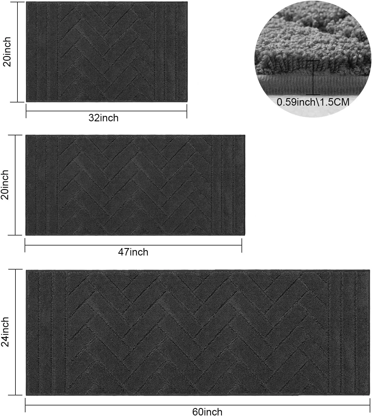 Tindbea Dog Bed Mat,Dirt Trapper Mud Mat for Dogs,Mud Mat for Dogs Large,Absorbent Door Mat Indoor for Muddy Paws,Soft Non-Slip Backing Pet Runner Rug for Inside Floor (20"x48",Charcoal)