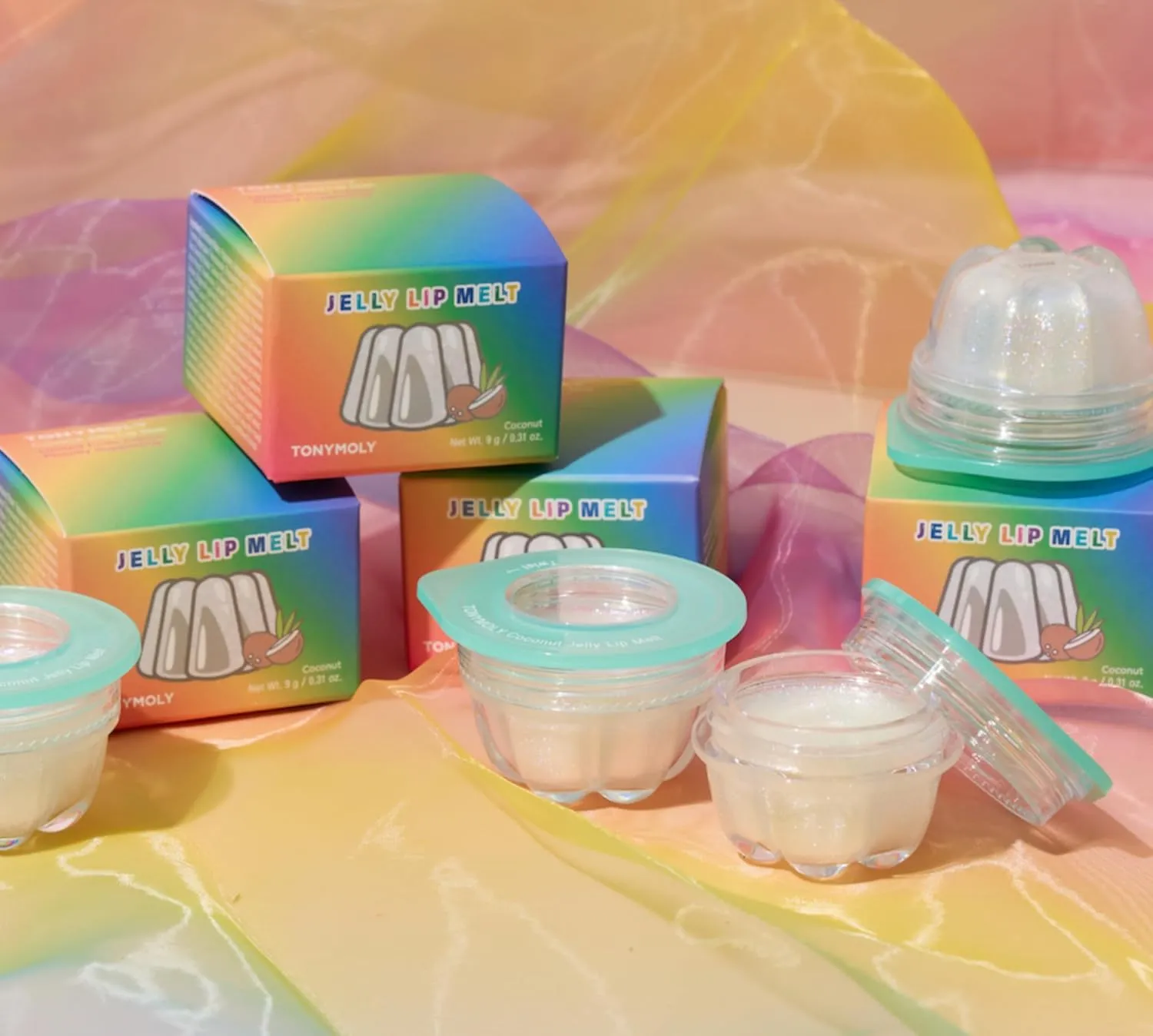 TONYMOLY Jelly Lip Melt, Limited Edition Moisturizing, Hydrating & Nourishing Glitter Lip Balm Treatment & Highlighter, Coconut 0.31 oz.