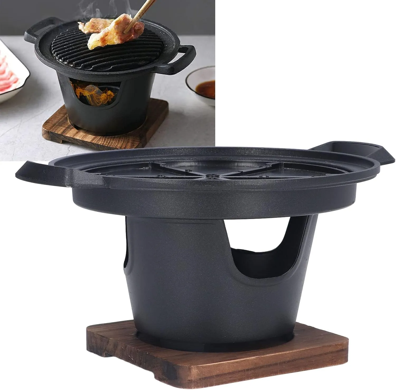 Topyond Portable Die Cast Aluminum Tabletop Grill - Small Barbecue Stove for Camping, Picnics, and Gatherings