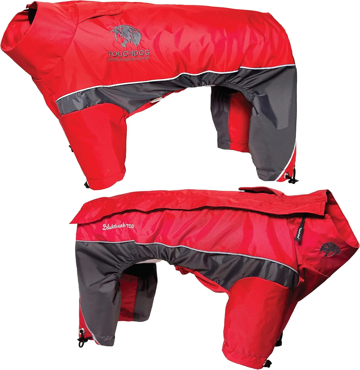 TOUCHDOG 'Quantum-Ice' Full Body Bodied Adjustable and 3M Reflective Pet Dog Coat Jacket w/ Blackshark Technology, Small, Red, Charcoal Grey