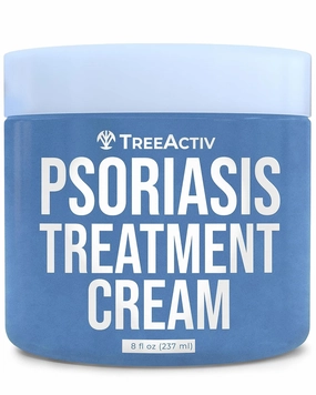 TreeActiv Psoriasis Treatment Cream, 8oz, Psoriasis Cream with Hyaluronic Acid for Face, Scalp, Body, Soothing Cream for Psoriasis Treatment, Psoriasis Moisturizing Cream for Scaly Dry Skin, 500  Uses