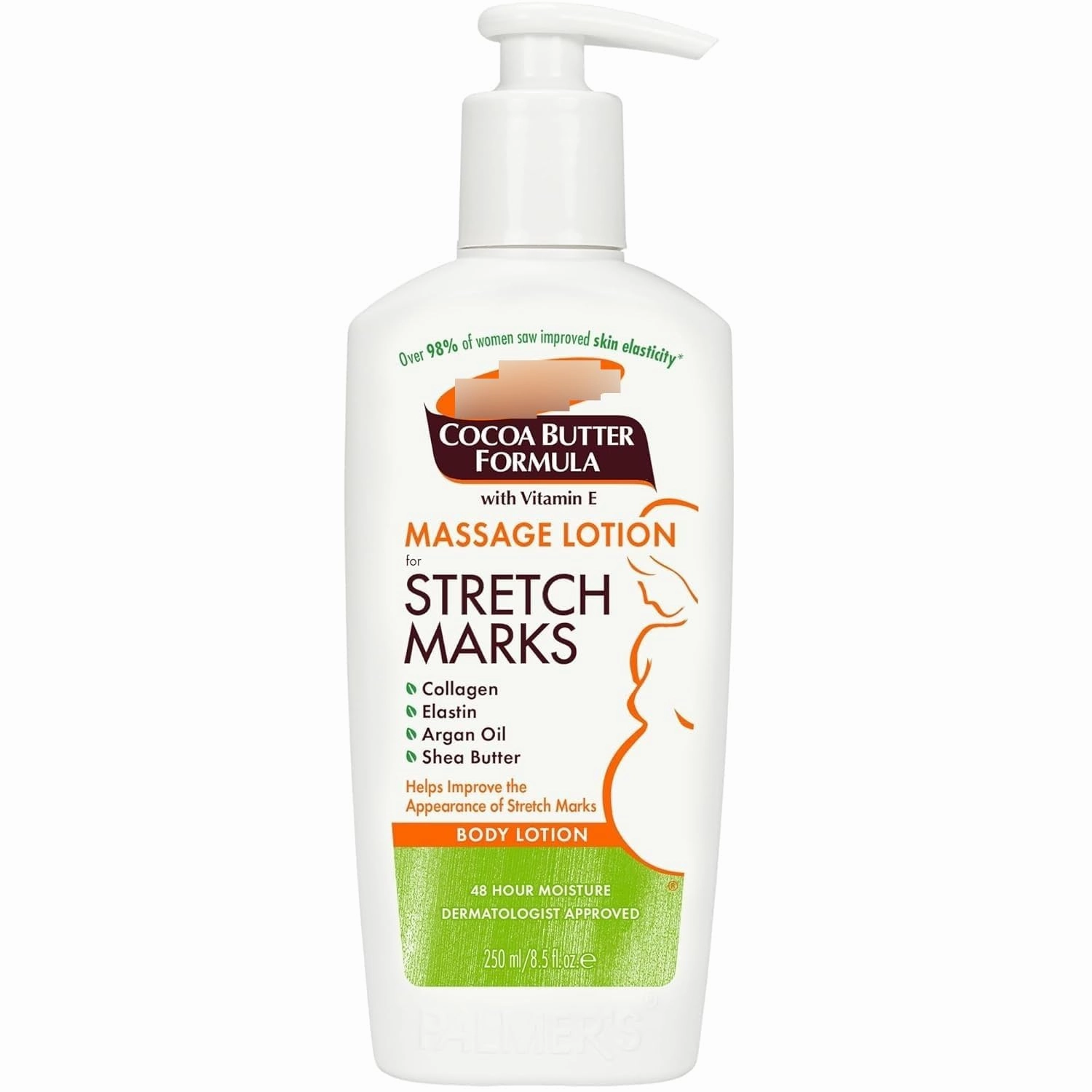 Tubees Cocoa Butter Formula Massage Lotion For Stretch Marks, Pregnancy Skin Care, Belly Cream with Collagen, Elastin, Argan OIl and Shea Butter, 8.5 Ounces