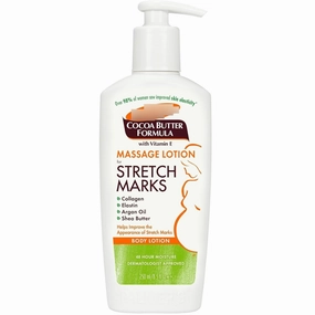 Tubees Cocoa Butter Formula Massage Lotion For Stretch Marks, Pregnancy Skin Care, Belly Cream with Collagen, Elastin, Argan OIl and Shea Butter, 8.5 Ounces