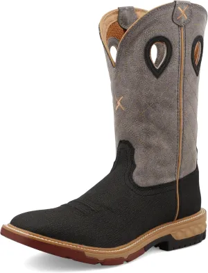 Twisted X Men's 12" Western Work Boot, Square Toe with CellStretch, Charcoal & Grey, 13 EE