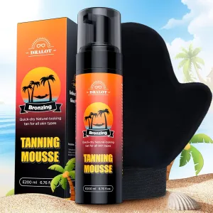 Ultra Natural Bronze Self Tanner Mousse, Flawless Self Tan Streak-Free with Coconut Oil for Hydrating, Vegan Self Tanning Foam No Fake Tan Smell, Long-Lasting Sunless Tanner(Bronze,6.7Fl Oz)