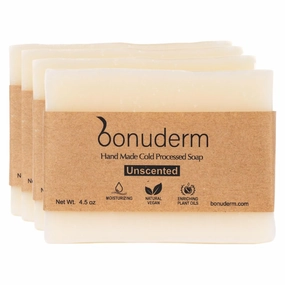 Unscented Soap (4-pack) | Fragrance Free Soap | Sensitive Skin Soap | All Natural Bar Soap for Women & Men | Natural Soap Bar | Body Soap Bars | Bath Soaps | Handmade Soap | Coconut Soap | Moisturizing Bar Soap | Vegan Non Toxic Bar Soap