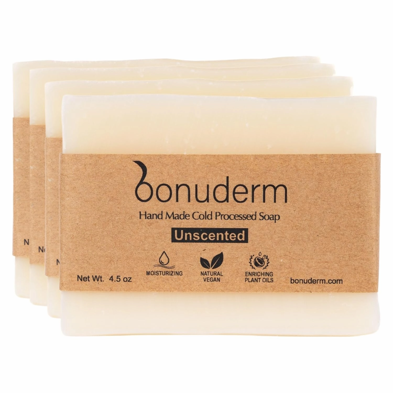 Unscented Soap (4-pack) | Fragrance Free Soap | Sensitive Skin Soap | All Natural Bar Soap for Women & Men | Natural Soap Bar | Body Soap Bars | Bath Soaps | Handmade Soap | Coconut Soap | Moisturizing Bar Soap | Vegan Non Toxic Bar Soap