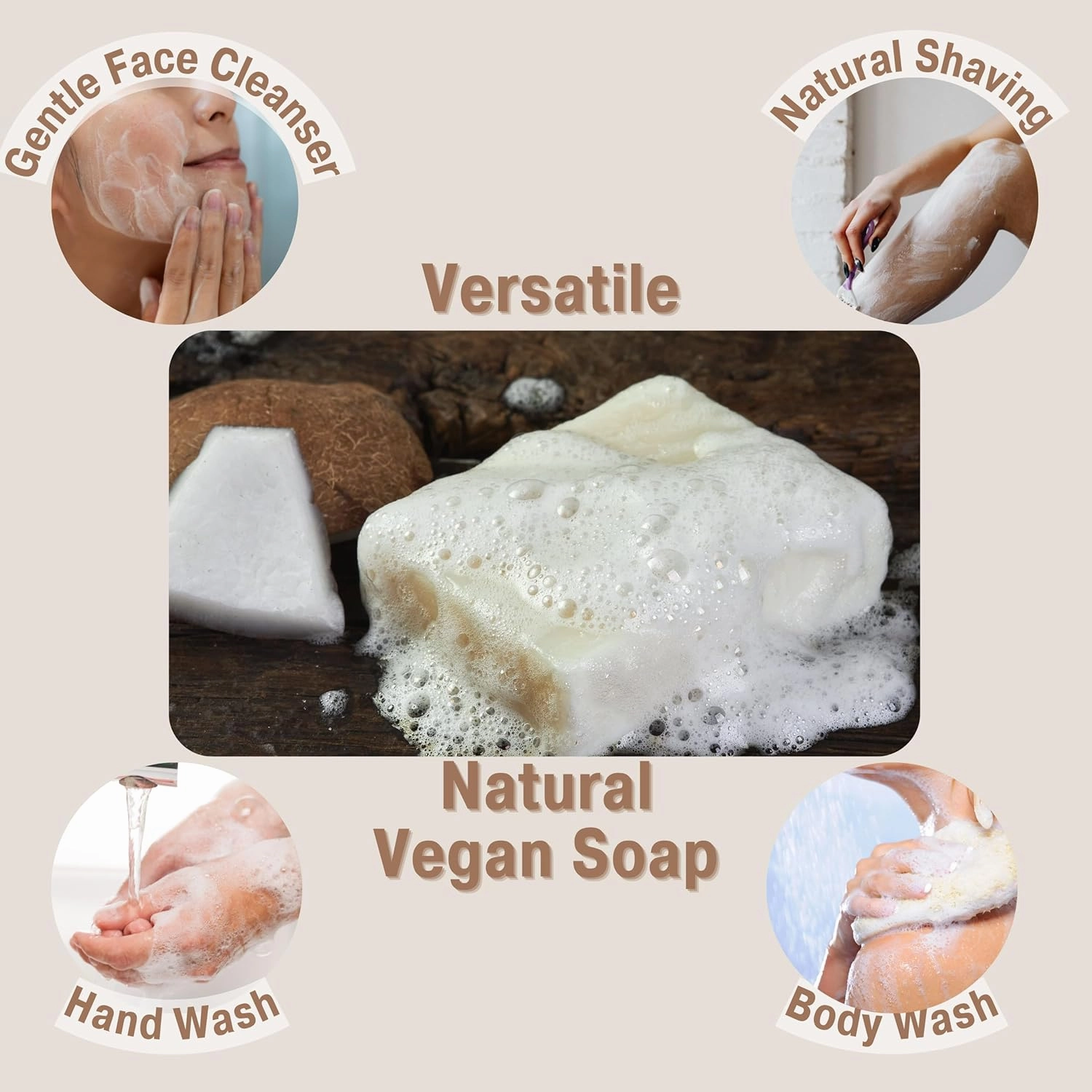 Unscented Soap (4-pack) | Fragrance Free Soap | Sensitive Skin Soap | All Natural Bar Soap for Women & Men | Natural Soap Bar | Body Soap Bars | Bath Soaps | Handmade Soap | Coconut Soap | Moisturizing Bar Soap | Vegan Non Toxic Bar Soap