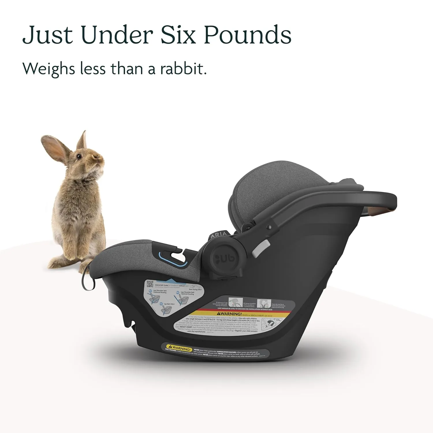 UPPAbaby Aria Lightweight Infant Car Seat/Just Under 6 lbs for Easy Portability/Base with Load Leg   Infant Insert Included/Direct Stroller Attachment/Greyson (Charcoal Mélange/Saddle Leather)