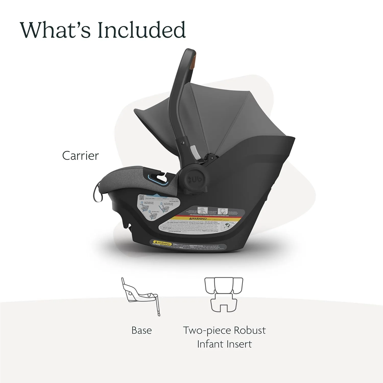 UPPAbaby Aria Lightweight Infant Car Seat/Just Under 6 lbs for Easy Portability/Base with Load Leg   Infant Insert Included/Direct Stroller Attachment/Greyson (Charcoal Mélange/Saddle Leather)