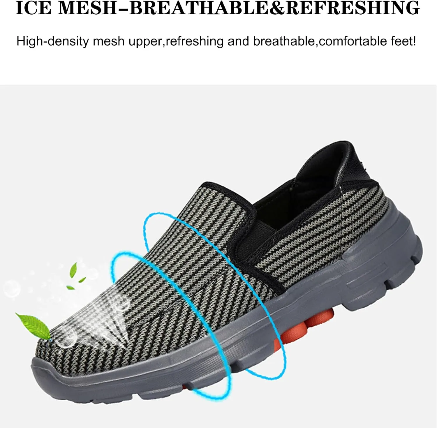 URLECHS Men's Lightweight Comfortable Slip-On Loafers,Microfiber High Elasticity Cushioning Anti-Slip Athletic Walking Shoes Casual Fashion Breathable Tennis Shoes Running Shoes