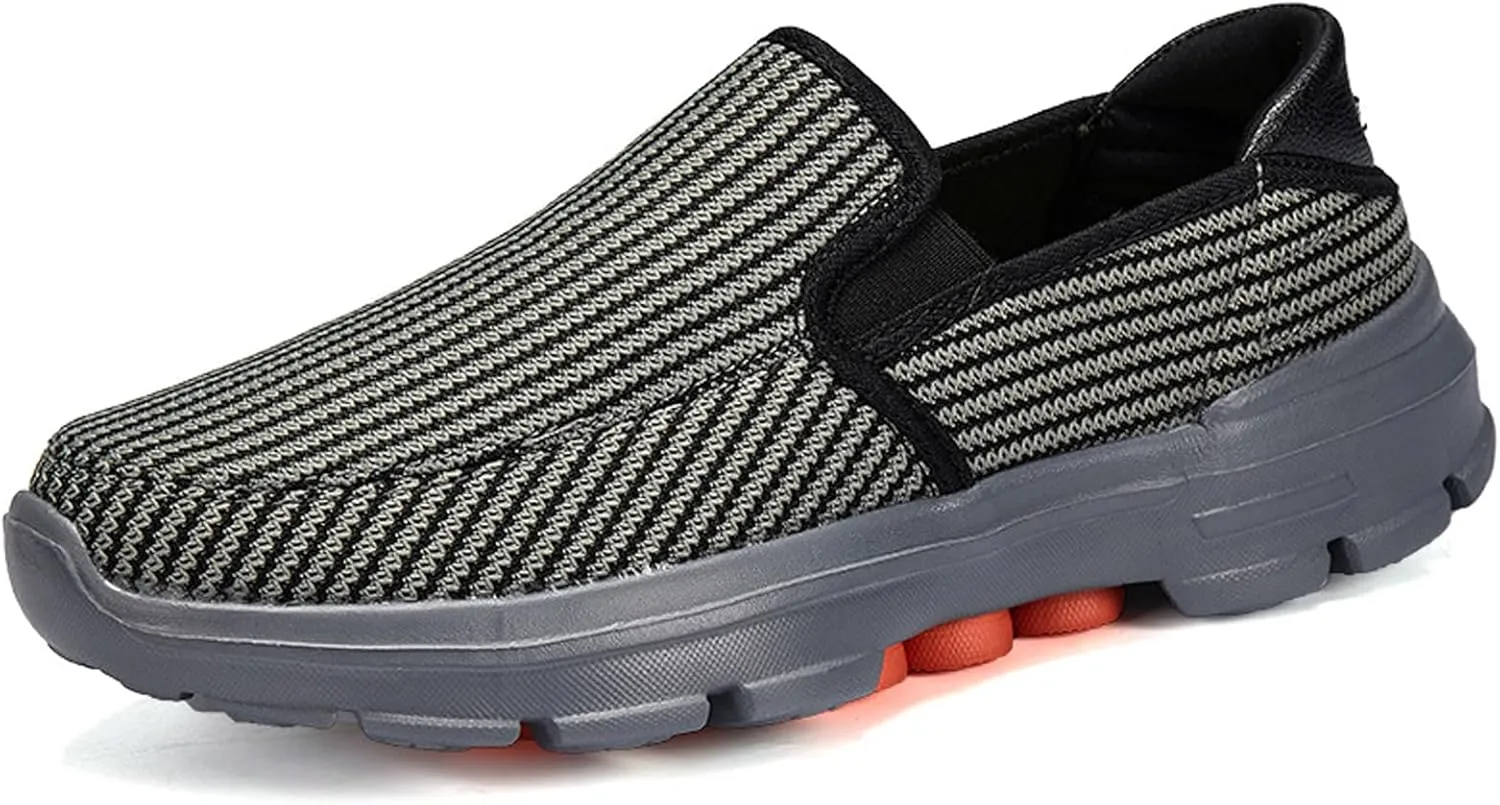 URLECHS Men's Lightweight Comfortable Slip-On Loafers,Microfiber High Elasticity Cushioning Anti-Slip Athletic Walking Shoes Casual Fashion Breathable Tennis Shoes Running Shoes