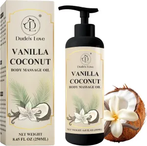 Vanilla Coconut Body Massage Oil – Hydrating, Nourishing, and Relaxing Oil with Natural Vitamin E & Essential Oils, 8.45 fl oz (250 ml)