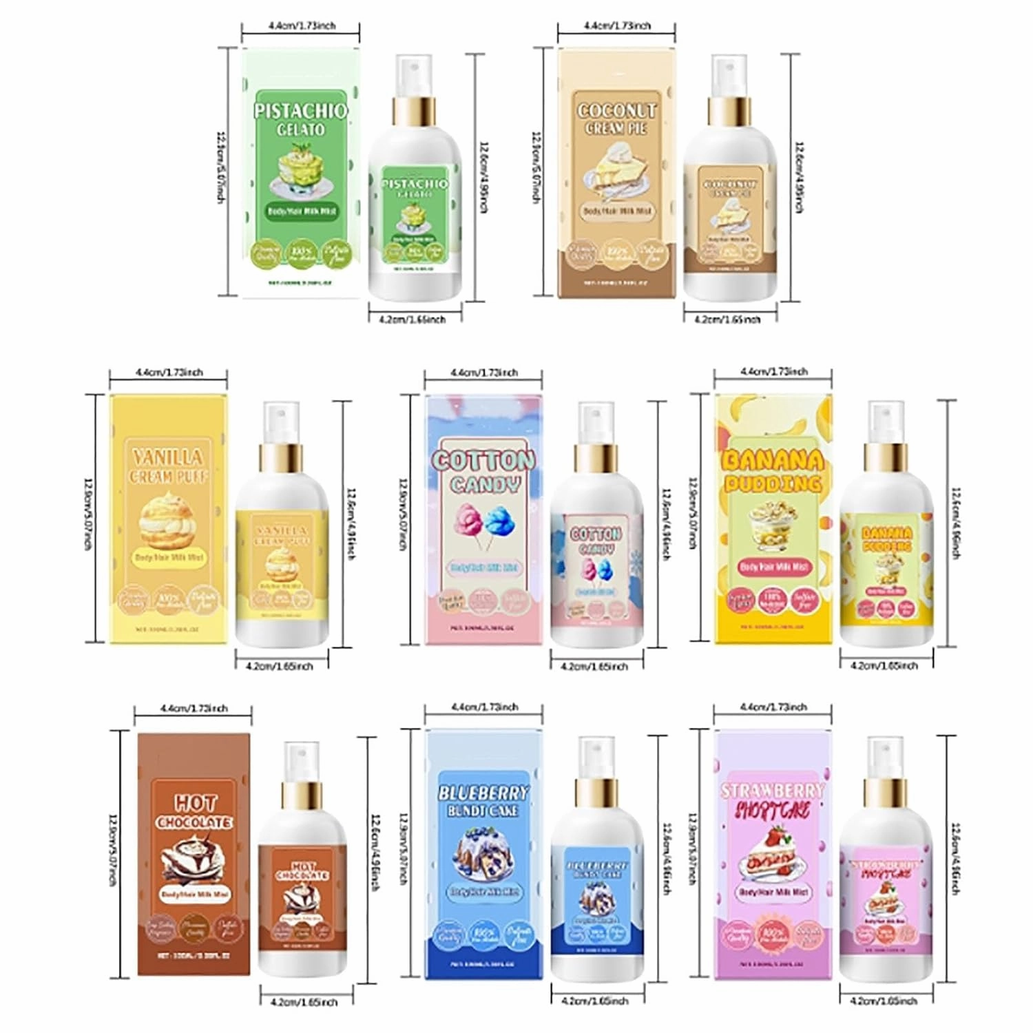 Vanilla Cream Puff Body Milk Mist, 2025 New Duo Bodys Mist - 8New Scents, Hydrating And Moisturizing Spray, Long-Lasting Fragrance, Body and Hair Spray (Hot chocolate)