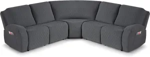 VANSOFY Extra Large Reclining Sectional Couch Covers, Washable 5-Piece Sofa Covers for L Shape Sectional Sofa Corner Seater, Thick, Soft Sofa Slipcovers (5 Seat Recliner Cover,Charcoal Gray)