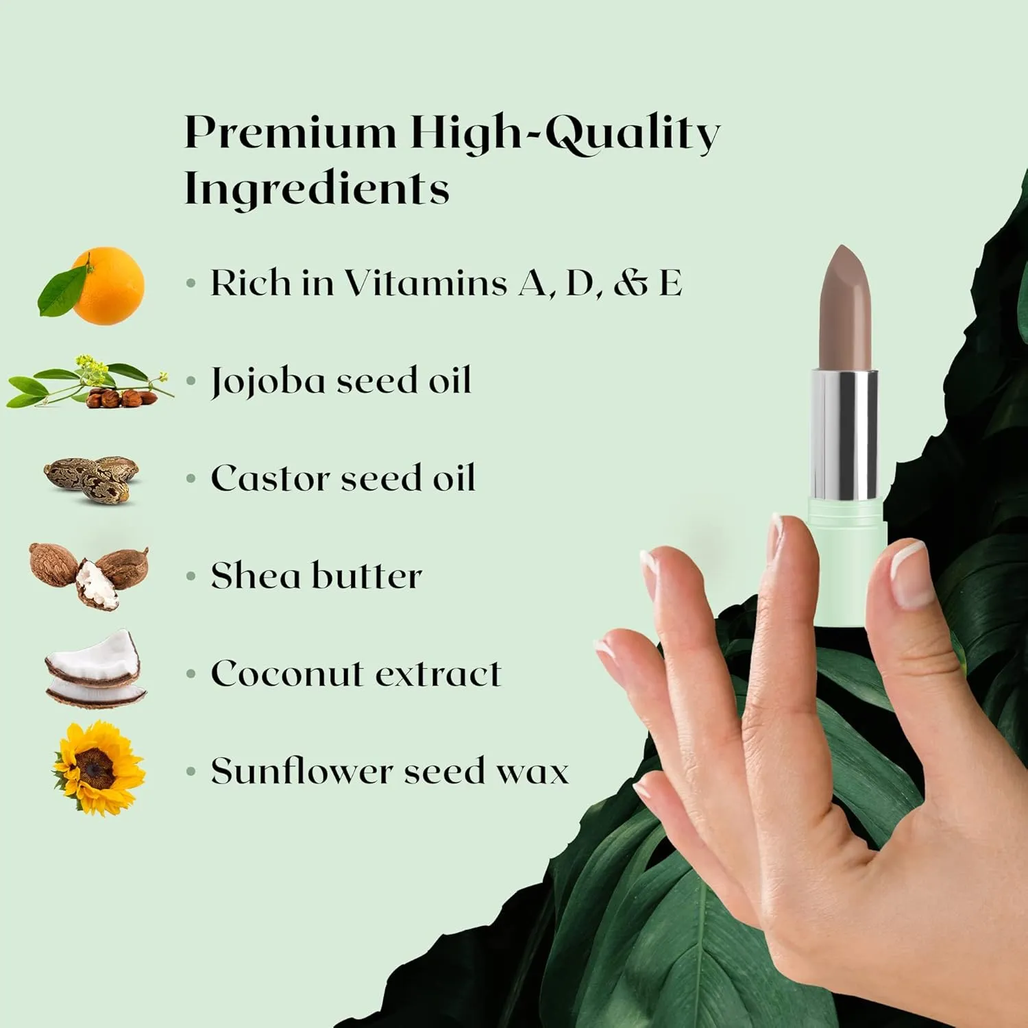 Vegan Lipstick (Hazel) - Sensational One-Stroke Long Lasting Lipstick from Natural Oils & Butters Full-Coverage Lip Color with Shea Butter & Coconut Extact - Premium Hydrating Lipsticks