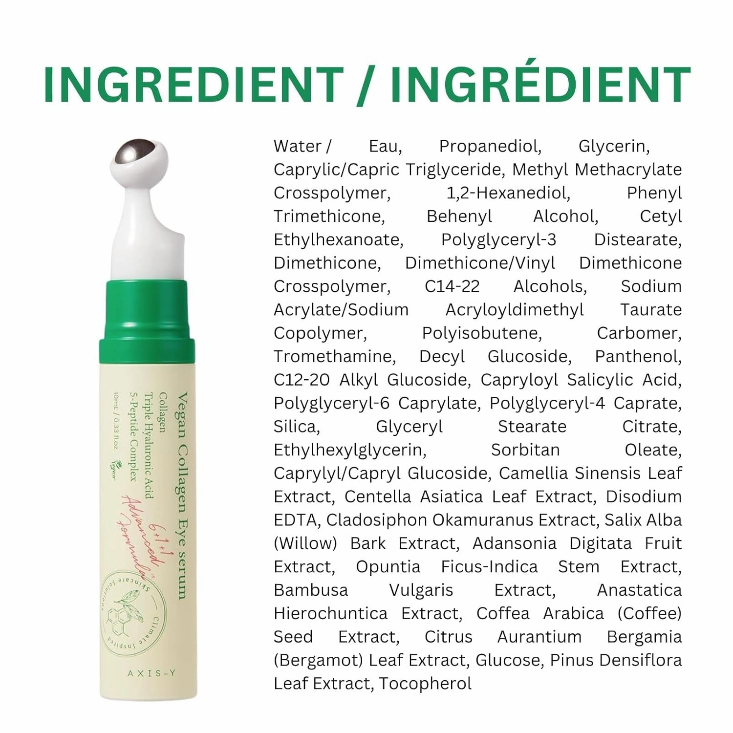 Vegan Collagen Eye Serum - K Beauty Triple Hyaluronic Acid & Peptide Collagen Serum Improve Skin Elasticity, Reduce Fine Lines & Dark Circles - Vegan Korean Skin Care Eye Cream - 0.33 Fl. Oz.