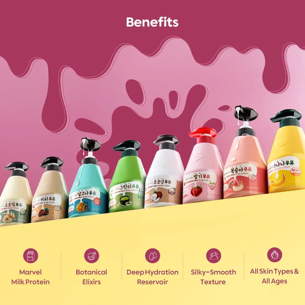WELCOS Kwailnara Coconut Milk Body Lotion & Body Wash Set – Deeply Hydrating & Refreshing Korean Skincare Set with Coconut Extract, 560g / 19.75oz Each
