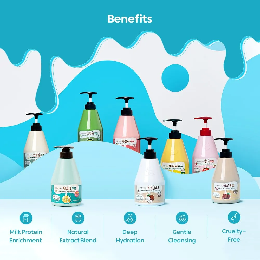 WELCOS Kwailnara Coconut Milk Body Lotion & Body Wash Set – Deeply Hydrating & Refreshing Korean Skincare Set with Coconut Extract, 560g / 19.75oz Each
