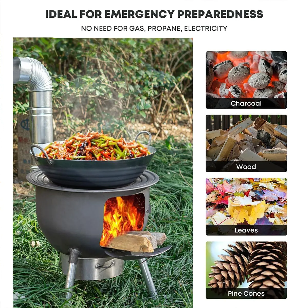 Wood Burning Stove for Outdoor Cooking, Heavy-Duty Rocket Stove, Windproof Wood Camping Stove for Cooking,Hiking,Backpacking, Multi-Functional Portable Detachable Firewood Stove