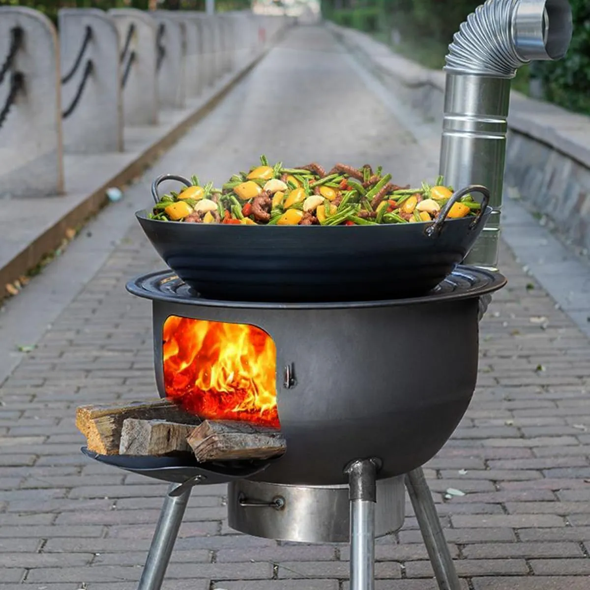 Wood Burning Stove for Outdoor Cooking, Heavy-Duty Rocket Stove, Windproof Wood Camping Stove for Cooking,Hiking,Backpacking, Multi-Functional Portable Detachable Firewood Stove