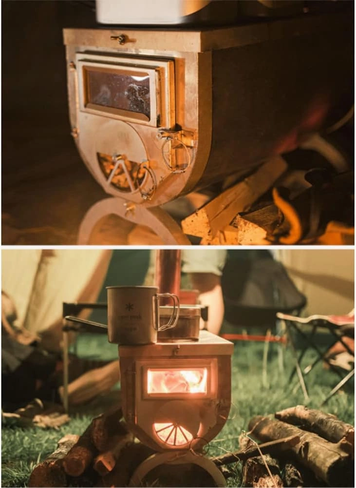 Wood Burning Stove - Small Tent Stove Stainless Steel, Portable Outdoor Camping Stove with Pipe for Winter Camping, Hunting, Cooking, Hiking, Fishing