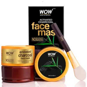 WOW Activated Charcoal Face Mask with PM 2.5 Anti Pollution Shield - Wash Off - No Parabens & Mineral Oils - 200mL