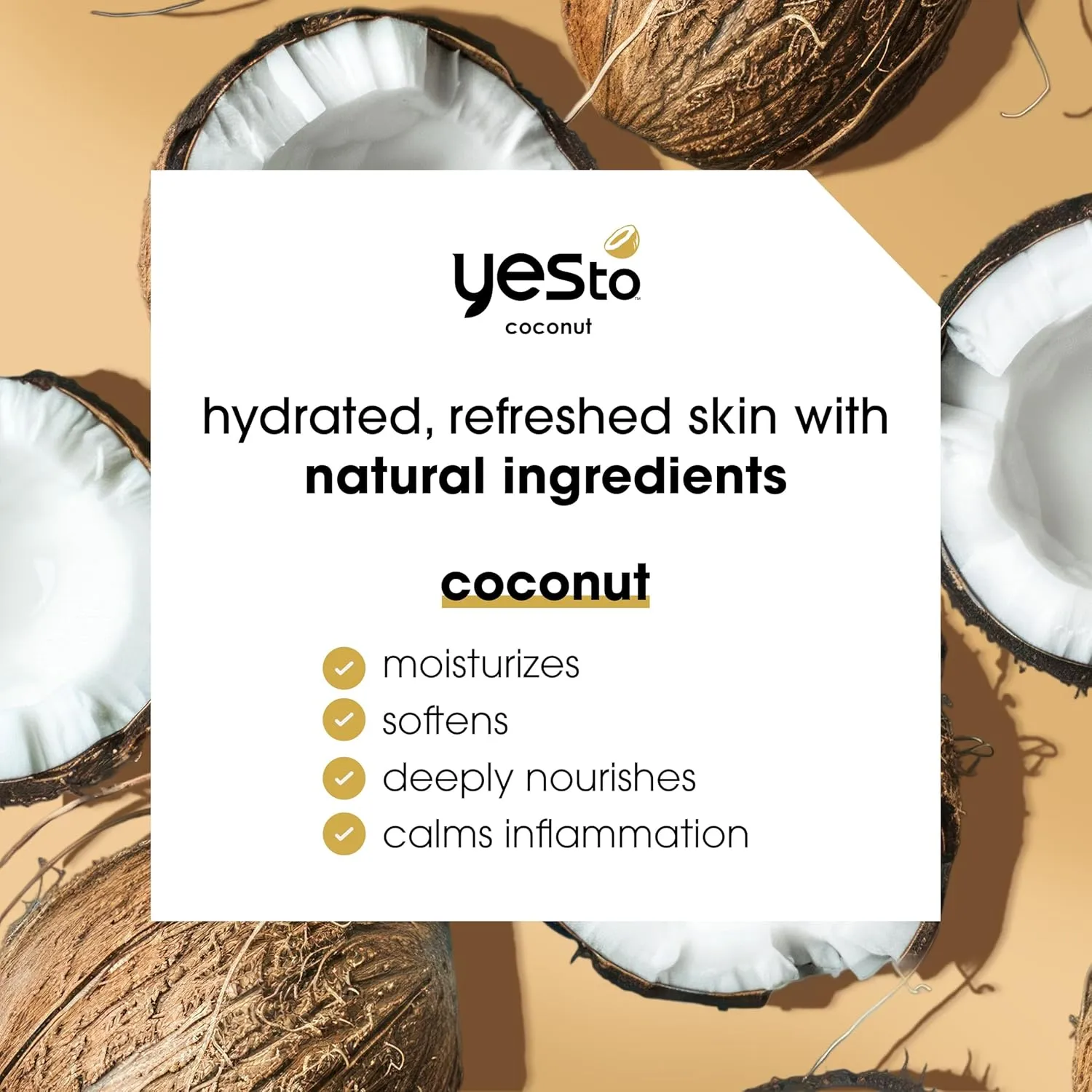 Yes To Face Wipes for Women and Men, Super Skin Recharging Facial Cleansing Wipes for use as a Make Up Remover, Cleaning, Soothing, Coconut (Pack of 3)