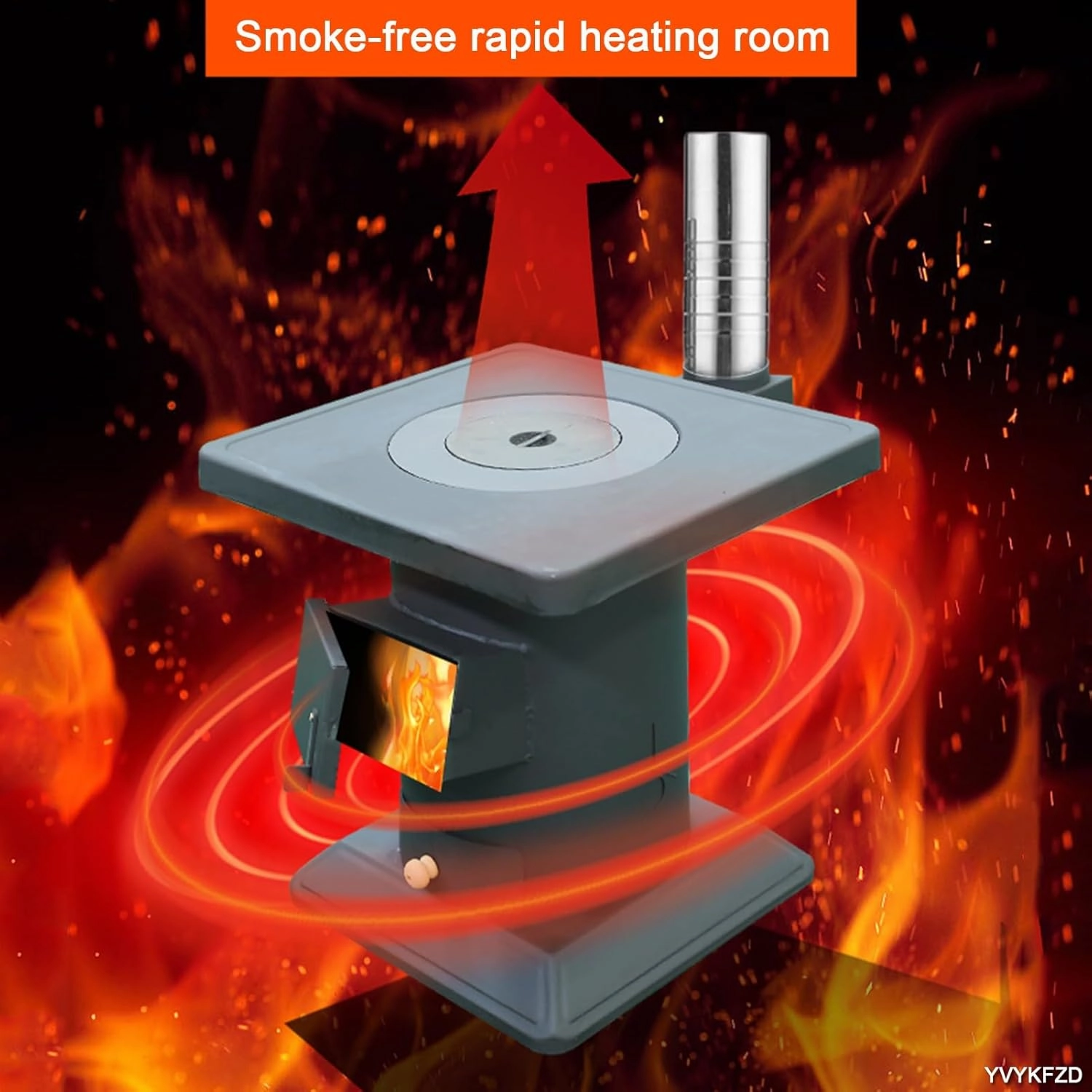 YVYKFZD Outdoor Wood Burning Stove, Portable Camping Wood Stove, Multifunctional Hot Tent Stove, for Cooking, Heating, Camping, Tent, Hiking, Fishing, BBQ, Black (Size : 55x55x50cm A)